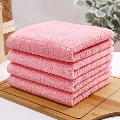 Homaxy 100% Cotton Terry Kitchen Towels(Pink, 13 x 28 inches), Checkered Designed, Soft and Super Absorbent Dish Towels, 12 Pack - color: Pink, size: 13 X 28 - 12 Pack
