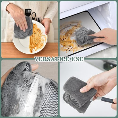 SINLAND Microfiber Dish Cloth for Washing Dishes Dish Washing Rags Best Kitchen Washcloth Cleaning Cloths Wash Cloths with Poly Scour Side 7.87Inchx7.87Inch 10 Pack Grey - color: Grey, size: 7.87inchx7.87inch 10pack