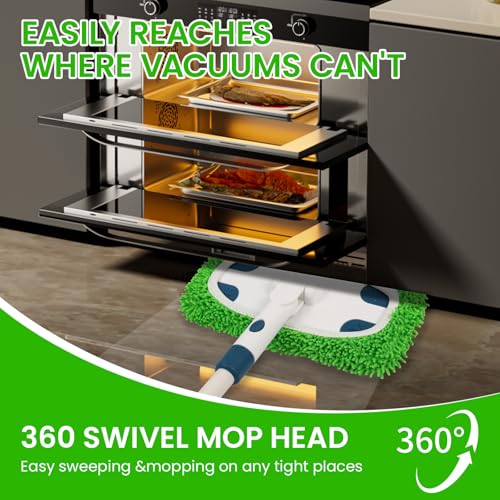 Reusable Microfiber Floor Mop System, Wet & Dry Sweeper Kit, Includes 1 Sweeper Handle, 3 Washable Chenille Mop Pads, Dry & Wet Use for Hardwood, Tile, and Laminate Floor, Blue - color: Blue