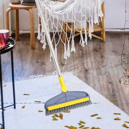 Homoyoyo Long Handle Floor Brush with Stiff Bristles, Blue-Yellow Scrub Brush for Bathroom and Tile Crevice Cleaning, 126cm Hard Bristle Floor Scrubber for Shower and Toilet Maintenance
