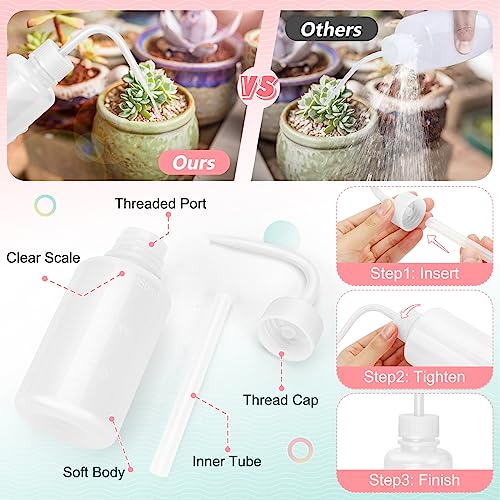 Valchoose Professional 2PCS 150ML Lash Water Bottle Squeezer, 5.1oz Tattoo Wash Bottle No Need to Squeeze Hard, Easy to Carry Plastic Wash Bottle for Eyelashes, Cleaning(Translucent White) - color: White, size: 2x150ml