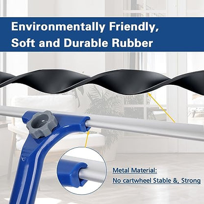 Window Shower Squeegee with 2 Pads Microfiber Scrubber, 14" Rubber Scrubber Squeegee with 59" Long Aluminum Handle for Window, Shower Glass Door, Mirror Cleaning