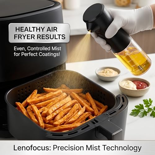 Electric Oil Sprayer for Cooking, Rechargeable Glass Olive Oil Mister, Battery Powered Continuous Fine Mist Spray Bottle for Air Fryer, Salad, BBQ, Kitchen - Uniform Spraying, Leak-Proof