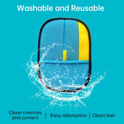 Pet Hair Removal Gloves - 1Pack Blue, Electrostatic Reusable Pet Hair Remover Tool for Dogs & Cats, Anti-Static for Furniture, Couch, Carpet, Car Seats, Bedding, and Laundry