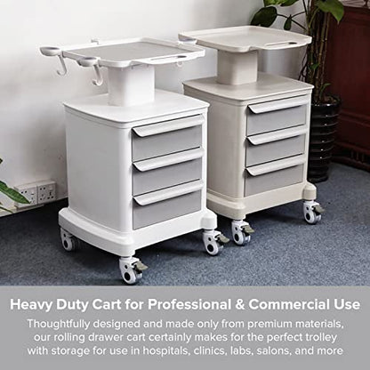Professional-Grade 3-Drawer Utility Cart on Wheels - Trolley Cart w/ 3 Drawers & Utility Desk - Mobile Storage Cart, Cavitation Machine, Salon Supplies - Max 50kg/110lb Load… - size: 110LB Load / 3 Drawer