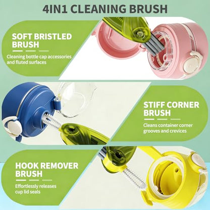 3 in 1 Cup Lid Gap Cleaning Brush Set, 2PCS Multifunctional Bottle Cleaning Brush for Bottle Gaps Bottle Cleaner Home Kitchen Cleaning Tools, Green&Blue - color: Green&blue