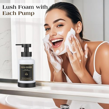 Luxspire Foaming Soap Dispenser, Glass Foam Pump Soap Dispenser, Non-Slip Hand Soap Bottle with 5 Waterproof Labels, 15 Oz Refillable Liquid Soap Bottle for Bathroom & Kitchen, White, 2 Pack - color: White