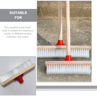 Stiff Bristle Floor Brush with 40cm Long Handle, Sturdy Nylon Decking Scrub Brush for Outdoor Patio, Bathroom, and Carpet Cleaning