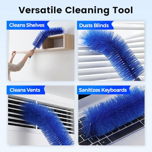 Fan Cleaner Brush, Flexible Ceiling Fan Cleaner, New Bendable Dusting Brush for Electric and Blind, Reusable Microfiber Dust Collector (Blue) - color: Blue