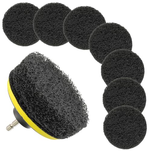 4 Inch Drill Brush Scrub Pads Cleaning Kit, 5X Faster Cleaning, Reusable Double Sided Scrub Pad for Bathroom Shower Tub Tile Grout Kitchen Toilet Hard Surfaces, 9 Pack(Black) - color: Black