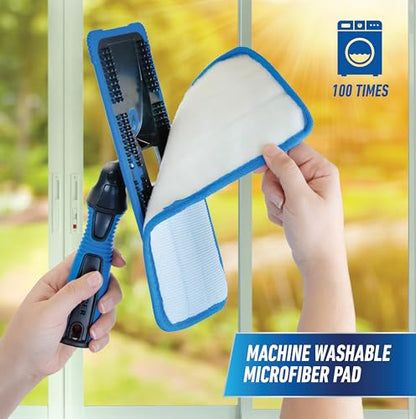Unger ProClean Connect and Clean Indoor Window Cleaning Kit, Washing Tool with Swivel Head for Tight Corners and Edges, Streak-Free Results on Glass and Mirrors, Reusable Microfiber Pads - size: 1 Count (Pack of 1), style: ProClean Window Cleaning Tool