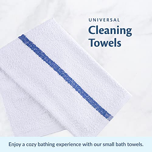 Universal Cleaning Towels, Bulk 24 Pack, 16” X 19” 100% Cotton Fully Bordered Commercial Grade Terry Weave Cloth Bar Mops for Everyday Restaurant or Home Use