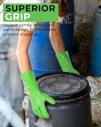 HANDLANDY Chemical Gloves, Heavy Duty Cleaning Gloves - color: Green (1 Pair), size: Small