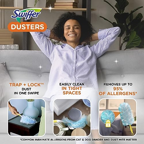 Swiffer Dusters Refill for Cleaning, Made by SWIFFER, Feather & Microfiber Duster Disposable Alternative, for Dusting Furniture, Blinds, Ceiling Fans, Walls, Helps Remove Allergens, Unscented, 18ct - size: 18 Count (Pack of 1), style: Unscented