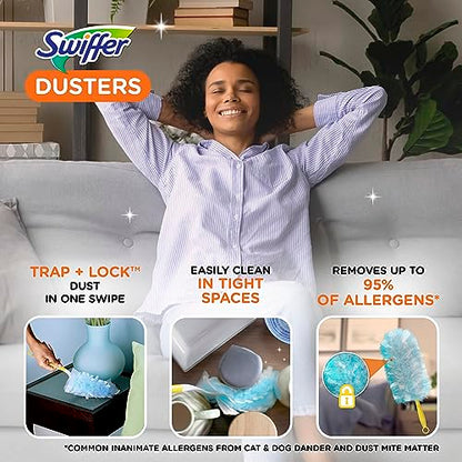Swiffer Dusters Refill for Cleaning, Made by SWIFFER, Feather & Microfiber Duster Disposable Alternative, for Dusting Furniture, Blinds, Ceiling Fans, Walls, Helps Remove Allergens, Unscented, 18ct - size: 18 Count (Pack of 1), style: Unscented