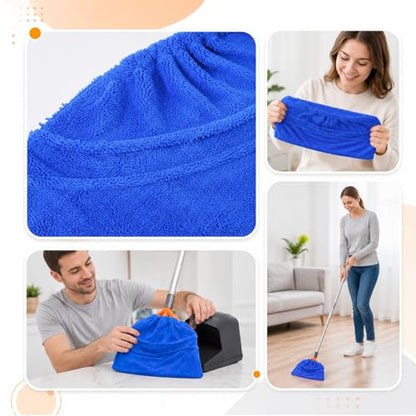 Mop Covers Washable with Elastic Band, Reusable Microfiber Broom Replacement for Dust, Pet Hair, Stains, Windows, 2PCS Coral Fleece