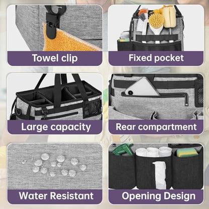 IBVIVIC Wearable Cleaning Caddy Bag for Cleaning Supplies,Large Capacity Cleaning Organizer Grey - color: Grey
