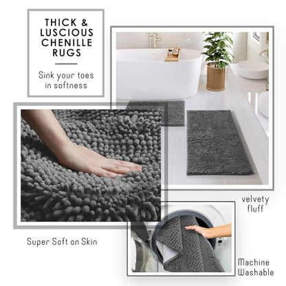 Clara Clark Bathroom Accessories Set - Bathroom Set, Bathroom Sets with Shower Curtain and Rugs, Shower Curtain Set with Bathroom Trash Can - Grey - 22PC - color: Grey, size: Complete Set + Bath Rugs