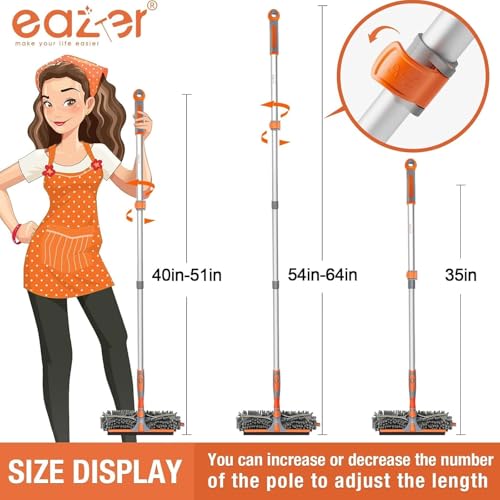 Eazer 2-in-1 Window Cleaner Tool, 64'' Window Squeegee for Home, Window Cleaning Squeegee Kit with Telescopic Pole, Window Washing Kit with Rotatable Bendable Head(Threaded + Telescopic) - EAW01 - size: 64inch