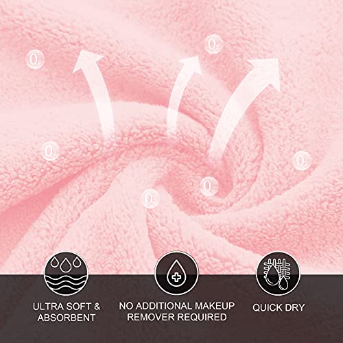 MOONQUEEN Microfiber Facial Cloths Fast Drying Washcloth 12 Pack - Premium Soft Makeup Remover Cloths - Pink - color: Pink, size: 12x12 Inch (Pack of 12)