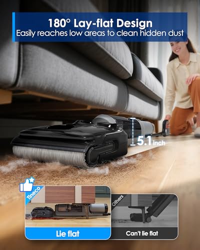 Tineco Floor ONE i5 Stretch Wet Dry Vacuum Cleaner, Vacuum & Mop in One Step, 20kpa Powerful Suction, 180° Lay-Flat Design, Anti-Tangle Design, Dual-Sided Edge Cleaning, Up to 30* Minutes Runtime - style: Floor One i5 Stretch