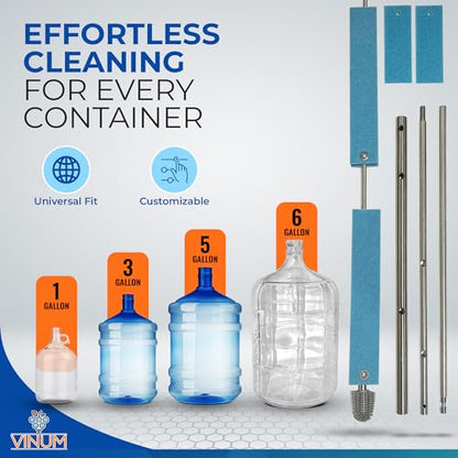 VINUM Carboy Cleaner - 27" Long Bottle Brush for Carboys, Jugs, Water Bottles & Demijohns - Modular & Universal Scrub Brush Cleaning Supplies for Brewing & Wine Making Equipment