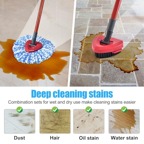 Mop Heads Replacements for Ocedar, Mop Replace Head for O Cedar, Mop Heads for O Cedar, Mop Replace Head for Cedar, Mop Heads for O Cedar Spin Mop Include 2 Pack Mop Refills & 2 Pack Scrubber Mop Head - size: for Ocedar 2 Tank