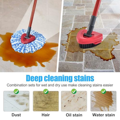 Mop Heads Replacements for Ocedar, Mop Replace Head for O Cedar, Mop Heads for O Cedar, Mop Replace Head for Cedar, Mop Heads for O Cedar Spin Mop Include 2 Pack Mop Refills & 2 Pack Scrubber Mop Head - size: for Ocedar 2 Tank