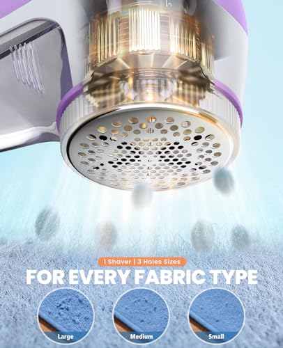 POPCHOSE Fabric Shaver, Lint Remover for Clothes, Electric Lint Shaver with 6-Leaf Blades, Sweater Shavers to Remove Pilling for Clothing, Couch, Furniture, Fuzz, Lint Ball, Bobbles, Violet Purple - color: Violet Purple