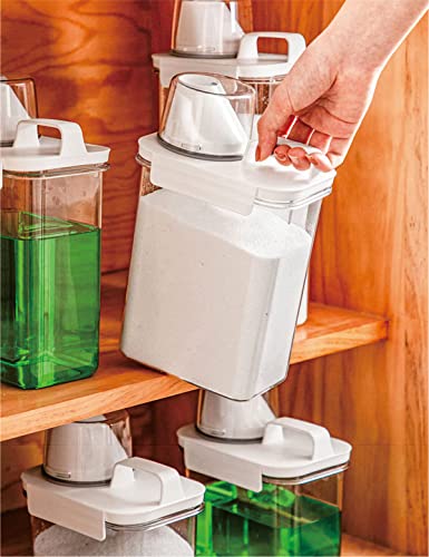 [3 Pack] Liquid Laundry Detergent Dispenser for Laundry Room Organization and Storage, 78oz Large Capacity Laundry Soap Containers with 12 Removable Labels, BPA Free & PET Plastic Clear
