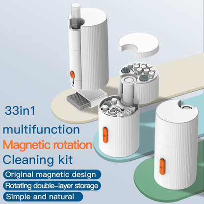 GK GAMAKAY Keyboard Cleaning Kit, 33-in-1 Multifunctional Magnetism Rotating Cleaning Kit, Portable Electronics Brush Tool for iPad iPhone Pro Tablet PC Camera Lens Earbuds Monitor (White) - color: White