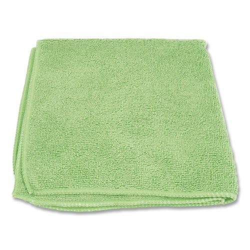 Boardwalk Microfiber Cleaning Cloths, 12-Pack, Green, 12" Square, Superior Absorption, Washable, Lint & Streak Free, Used Wet Or Dry - color: Green