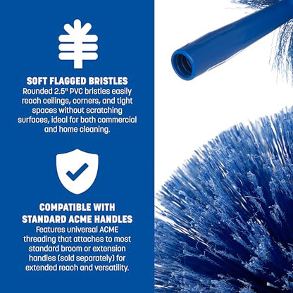 SPARTA Flo-Pac Round Duster Head With Soft Flagged Bristles, Cleaning Essentials for Commercial and Home Use, Blue