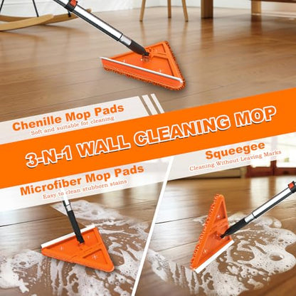 LAANPOLE 20FT Reach Dusters for Cleaning, Ceiling Fan Cleaner Duster with Extension Pole, Wall and Baseboard Cleaner Mop with Handle for Window Cobweb Fan Blade and High Ceiling - size: 12FT