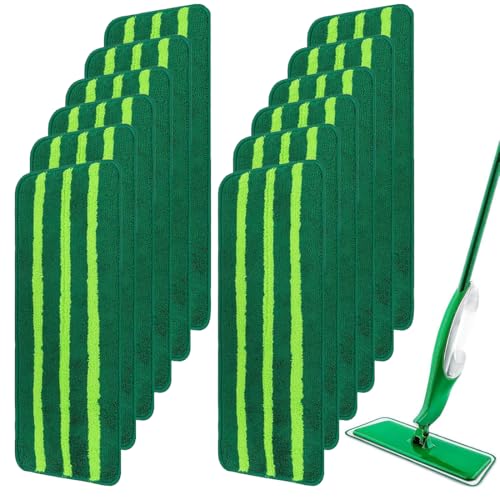 Mop Head Replacement for Libman Freedom Spray Mop - Washable Reusable Wet & Dry Cleaning - Microfiber Spray Mop Pads Refill for Multi-Surface Floor -12 Pack (Green） - color: Green 12 Pack - Better Cleaning