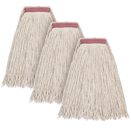 Matthew Cleaning 16oz 3Pack Cotton Floor Mop,Cotton Looped-Open String Heavy Duty String Refills, Universal Headband Blend,Mop Head Replacement for Home, Industrial and Commercial Use(White) - color: White, size: 16oz 3 Pack