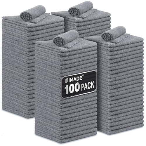 UNIMADE Microfiber Cleaning Cloth, 100 Pack Microfiber Towels for Cars Commercial Grade Work Rags Bulk Detailing Cloth for Automotive Bar Mechanic Restaurant Garage Housekeeping, 11.5"x 11.5", Grey - color: Grey, size: 100pk
