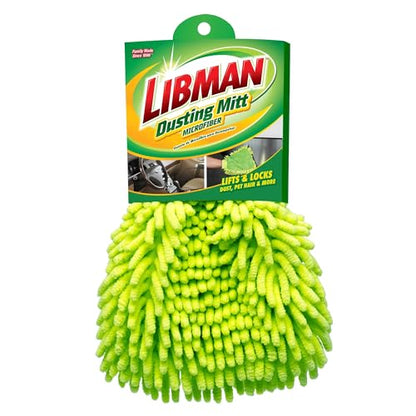 Tribello Libman Microfiber Dusting Mitt – Dual-Sided Dusting Glove with Elastic Cuff, Polishing & Dusting Microfiber Fingers, Reusable & Machine-Washable, 10.5” x 7” – Traps Dust, Dirt & Allergens