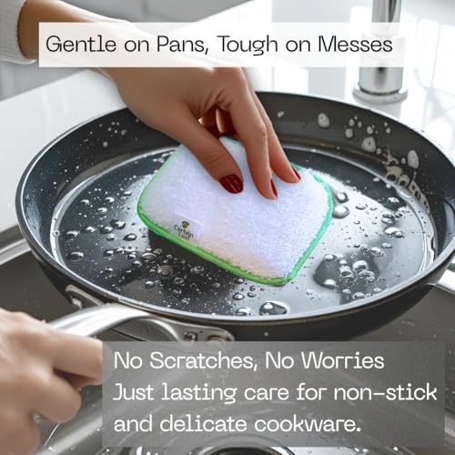 Kitchen Dish Sponge Set, Dual Sided with Rayon derived from Bamboo and Mesh, Non Scratch Kitchen Cleaning Sponge Extra Absorbent Dish Sponge with Long Lasting Durable Scrubber, 6 Pack