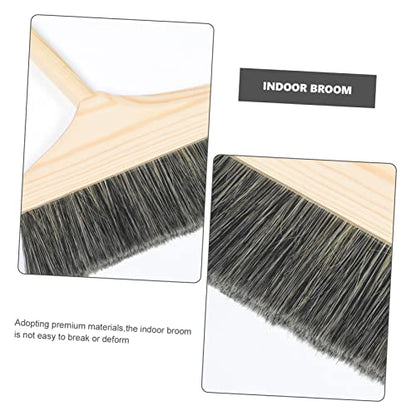 GARVALON Indoor Broom for Hardwood Floors Soft Bristle Floor Sweeper Manual Carpet Brush Dust Broom