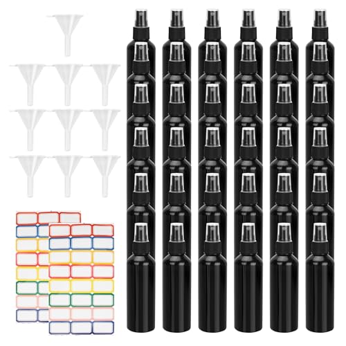 36 Pack Small Spray Bottles 4 oz Black Plastic Spray Bottles Fine Mist Spray Empty Bottle Refillable 4 Ounce Sprayer Bottles Bulk for Travel, Essential Oils, Hair - color: Black