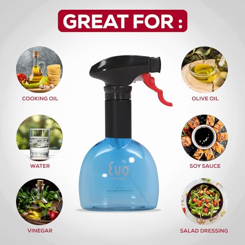 Evo Mini Oil Sprayers, Non-Aerosol for Olive Oil, Cooking Oils, and Vinegars, Blue, 8-Ounce Capacity, Set of 2 - color: Blue