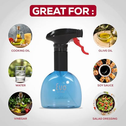 Evo Mini Oil Sprayers, Non-Aerosol for Olive Oil, Cooking Oils, and Vinegars, Blue, 8-Ounce Capacity, Set of 2 - color: Blue