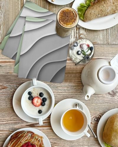 Modern Abstract Hand Towels Set,Waffle Weave Kitchen Towels 2 Pieces,Microfiber Hair Face Bath Tea Towel Absorbent Quick Drying Cleaning Dish Cloths,Ombre Sage Green Geometric Line 15.7"x23.6" - color: Sage Green, size: 2PCS,15.7"x23.6"