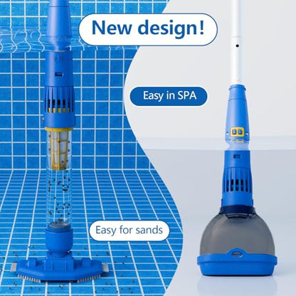 Cordless Pool Vacuum with Strong Suction, Rechargeable Handheld Pool Vacuum Cleaner for Above Ground Pool,Spas, Hot Tub,and Pond with 60 Mins Working Time