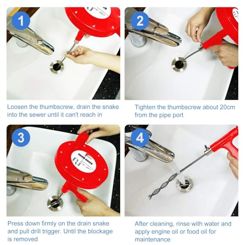 Forlivese Drain Auger,25Ft Plumbing Snake,Heavy Duty Toilet Snake Drain Clog Remover for Bathroom Sink,Kitchen Cleaning,Comes with Gloves and 1 Pack Plastic Hair Snake