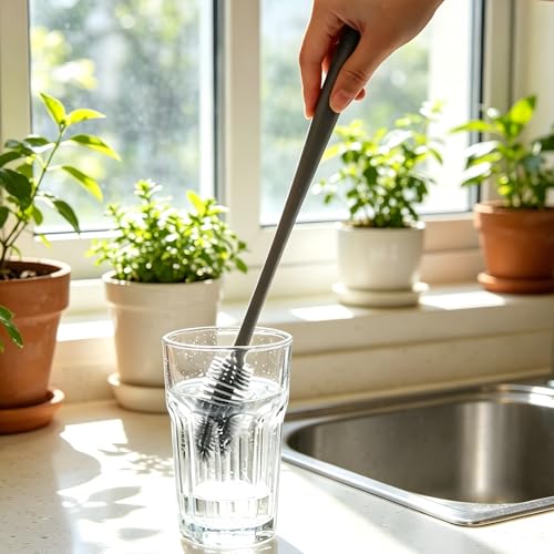 Silicone Bottle Cleaning Brush Long Handle Narrow Neck Water Bottle Cleaner Kitchen Glassware Scrubber Tool