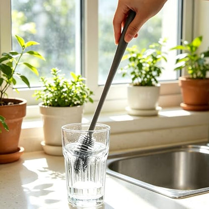 Silicone Bottle Cleaning Brush Long Handle Narrow Neck Water Bottle Cleaner Kitchen Glassware Scrubber Tool