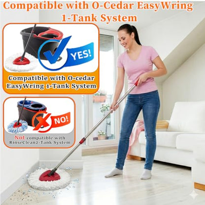 Mop Heads Replacement for Ocedar, Spin Mop Replace Head Scrubber for Ocedar EasyWring 1 Tank, Include 4 Pack Microfiber Spin Mop Refills & 1 Pack Scrub Brush 1 Pack Base for O Cedar | Deep Cleaning Machine Washable, Durable, Reusable, Easy Installation
