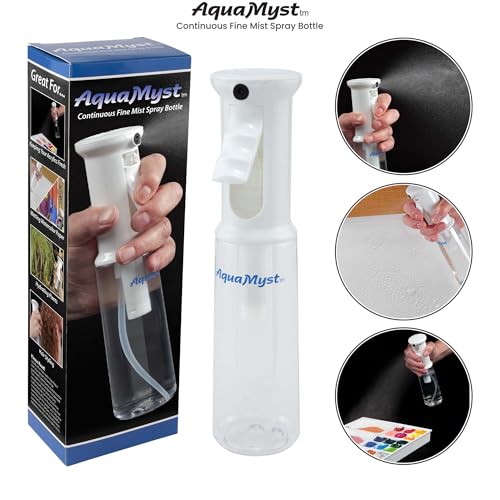 Creative Mark AquaMyst 300 ml Continuous Mist Spray Bottle - 2-Pack - Ergonomic Plant Mister - Water Mister Spray Bottle w/Pre-Compression Technology, Drip-Free 0.3 mm Nozzle, Clear 10.14 oz Bottles